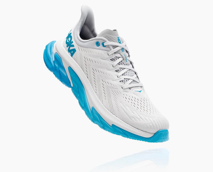 Hoka One One Clifton Edge - Men Running Shoes - White/Blue,Australia ZIT-456378